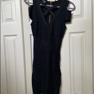 Bebe Bandage Dress, Black, Size XS